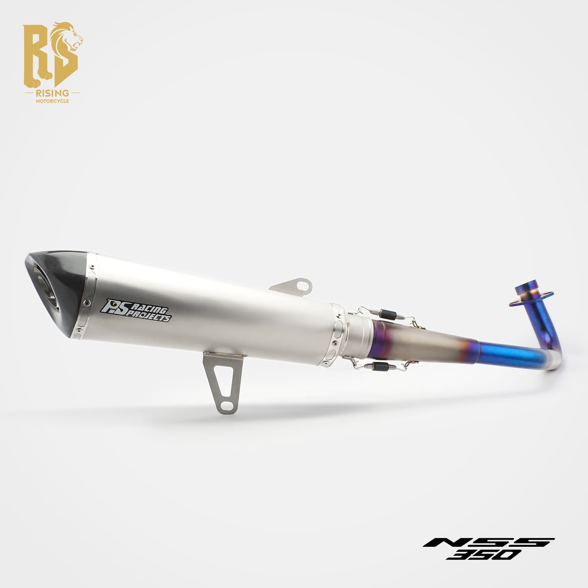 RS Original Full Exhaust Pipe for Honda Forza NSS350 Modified Extended Slant Hexagon Electroplated Purple Matte