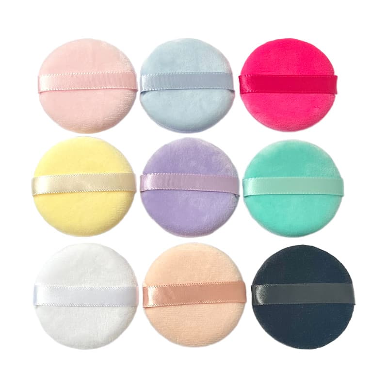 Super soft short velvet round loose powder puff, crystal velvet double-sided flocking puff, makeup setting sponge dry powder puff, cross-border honey puff