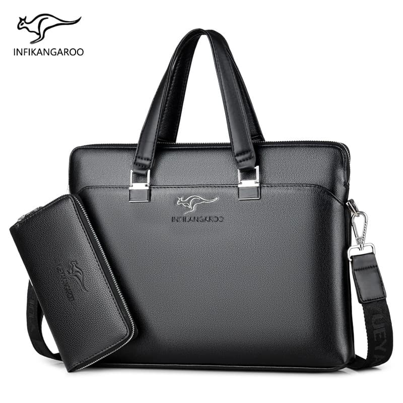 Multi-layer Soft Leather Men's Handbag Business Bag Laptop Briefcase Crossbody Bag New Style Men's Bags