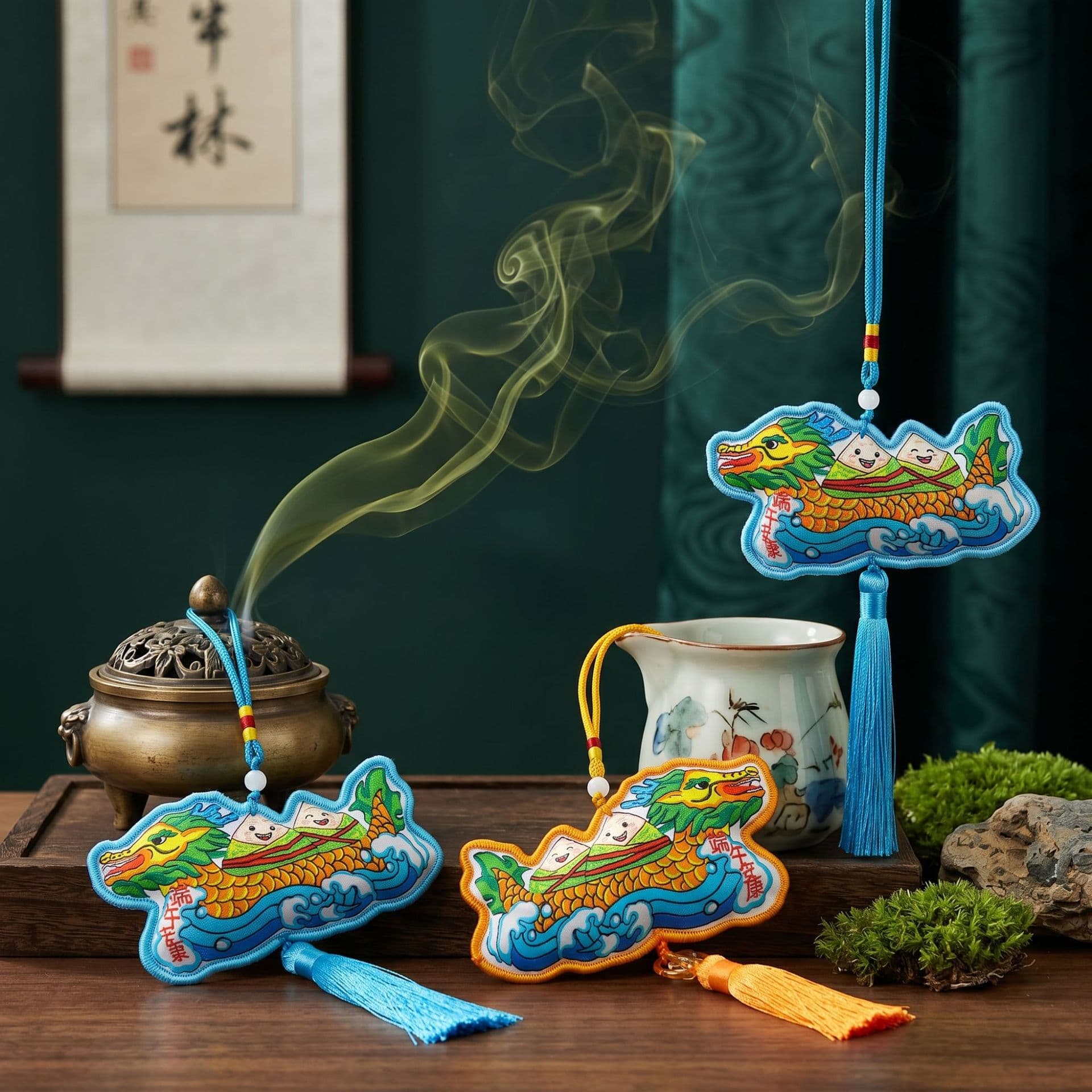 Custom Aromatherapy Dragon Boat Festival Wormwood Sachet Embroidered Sachet Home Textile Car Hanging Ornament Hanfu Bag Accessory