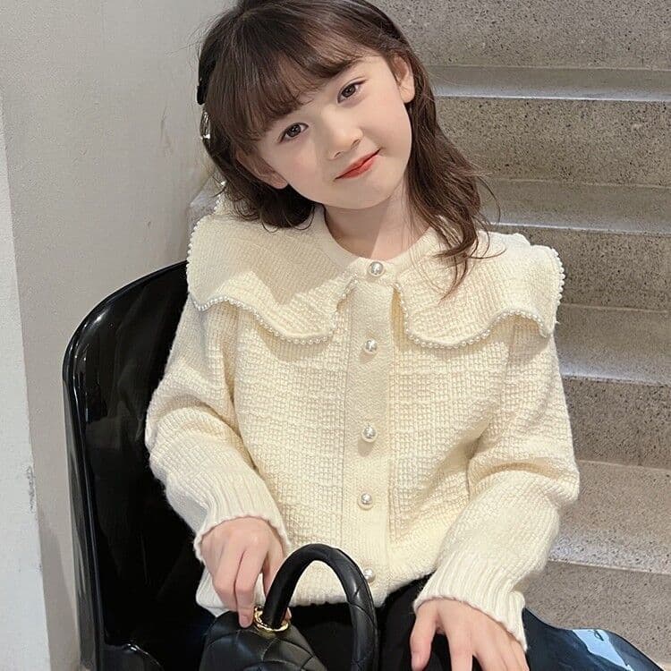 Girls' Fashionable Cardigan Knitwear Children's Sweater Coat for Spring New Base Layer Top