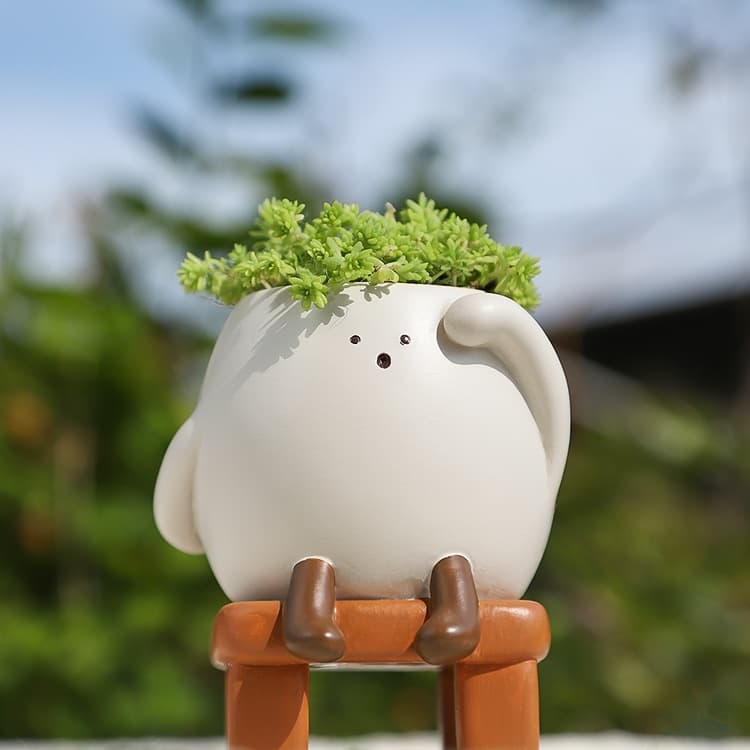 Slowly Small Flower Pot, Cute Expression, Lovely Cartoon Smiley Face, Emotionally Stable, Creative Personality Design, Succulent Planter