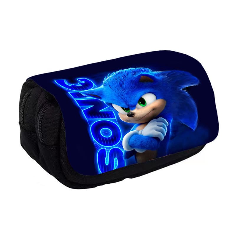Sonic pencil bag large capacity student double layer stationery bag Sonic boys and children stationery box pencil bag cross-border