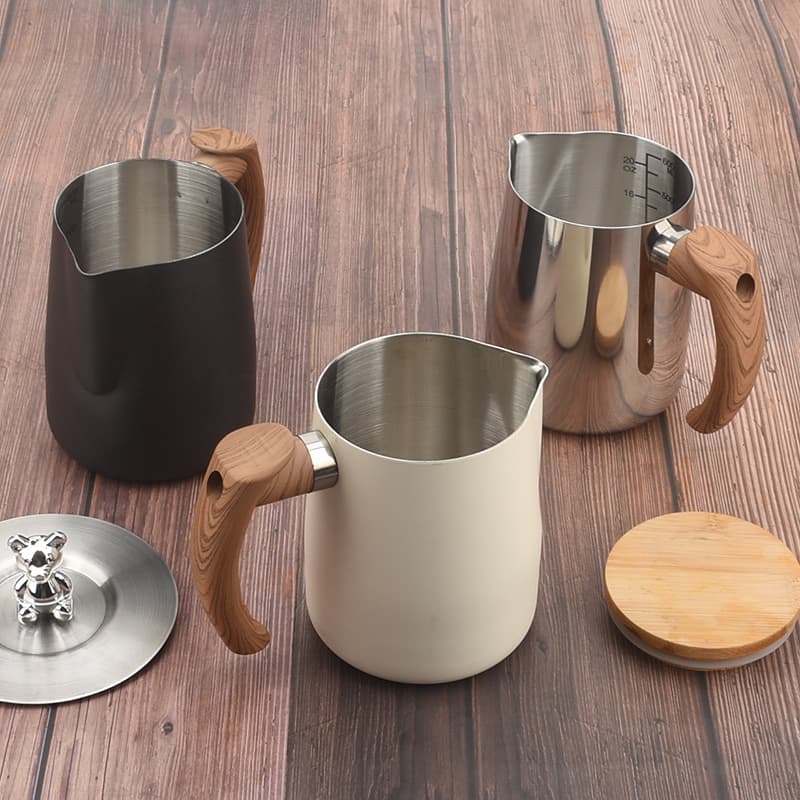 Manufacturer Direct Sales Wax Melting Cup Creative 304 Stainless Steel Frothing Cup with Scale Thickened Frothing Jug Milk Frother