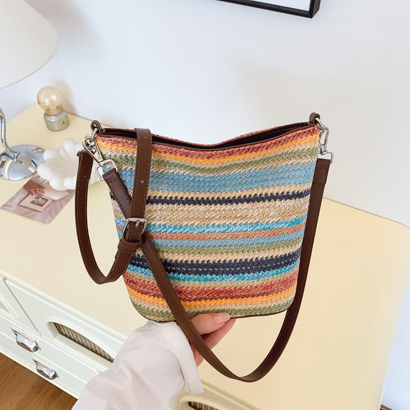 Rainbow Bridge Bucket Bag Women's 2026 New Small Woven Bag Handheld Shoulder Crossbody Bag Wholesale