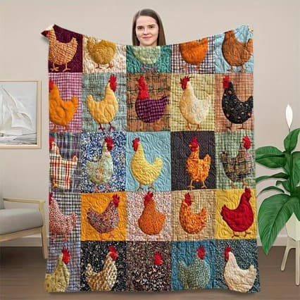 Temu Hot-selling Custom Blanket 3D Country Rooster Flannel Blanket Throw Nap Mat Winter Hot