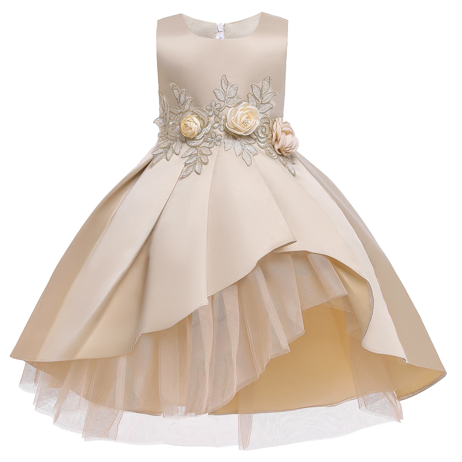 Children's Dress European and American New Autumn and Winter Irregular Dress Gown Princess Dress Girl Piano Performance Dress