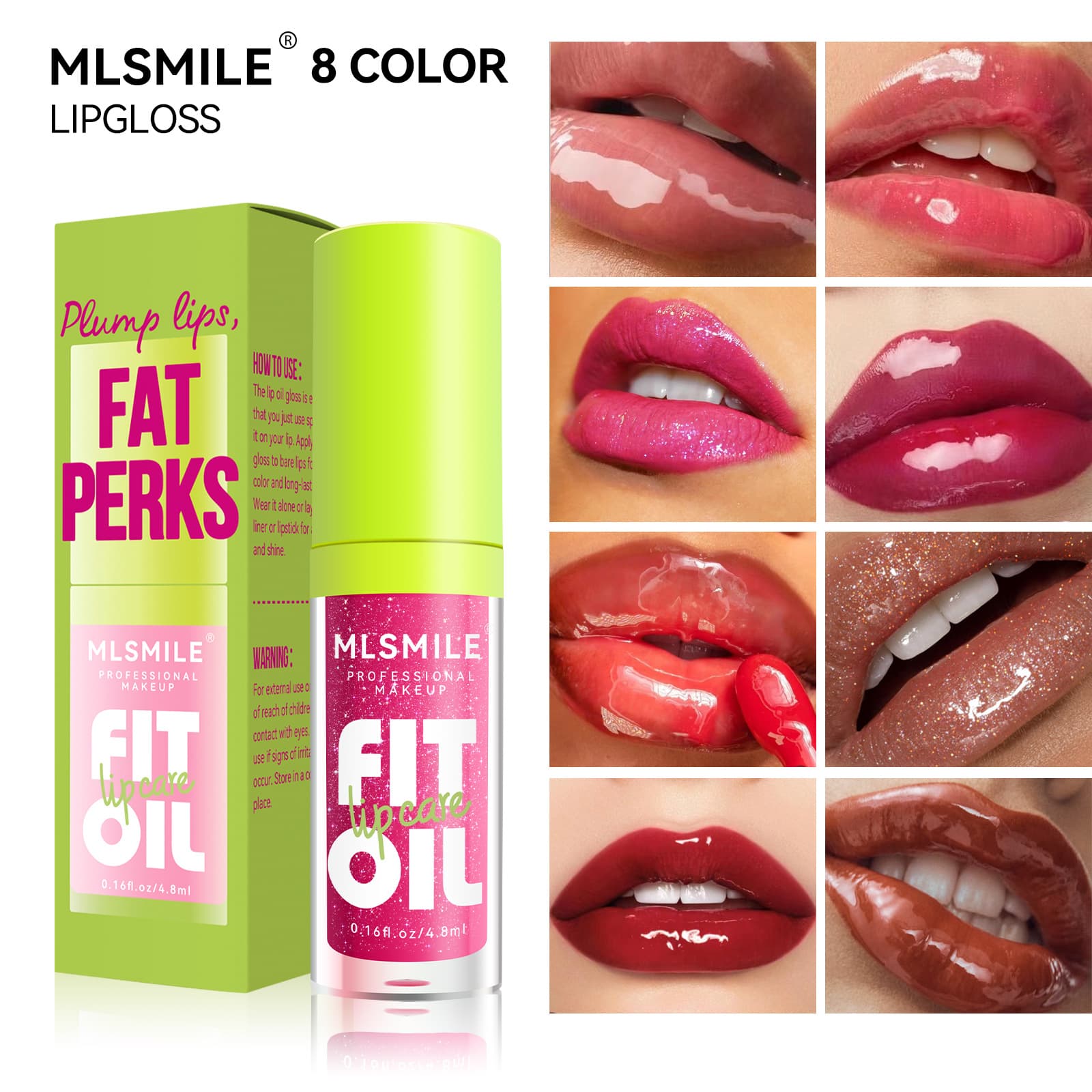 Cross-border 8-Color Lip Gloss Lip Oil Lip Tint Mirror Finish Long-Lasting Pearlescent Plumping Lips Lip Balm Transparent Lip Oil Wholesale