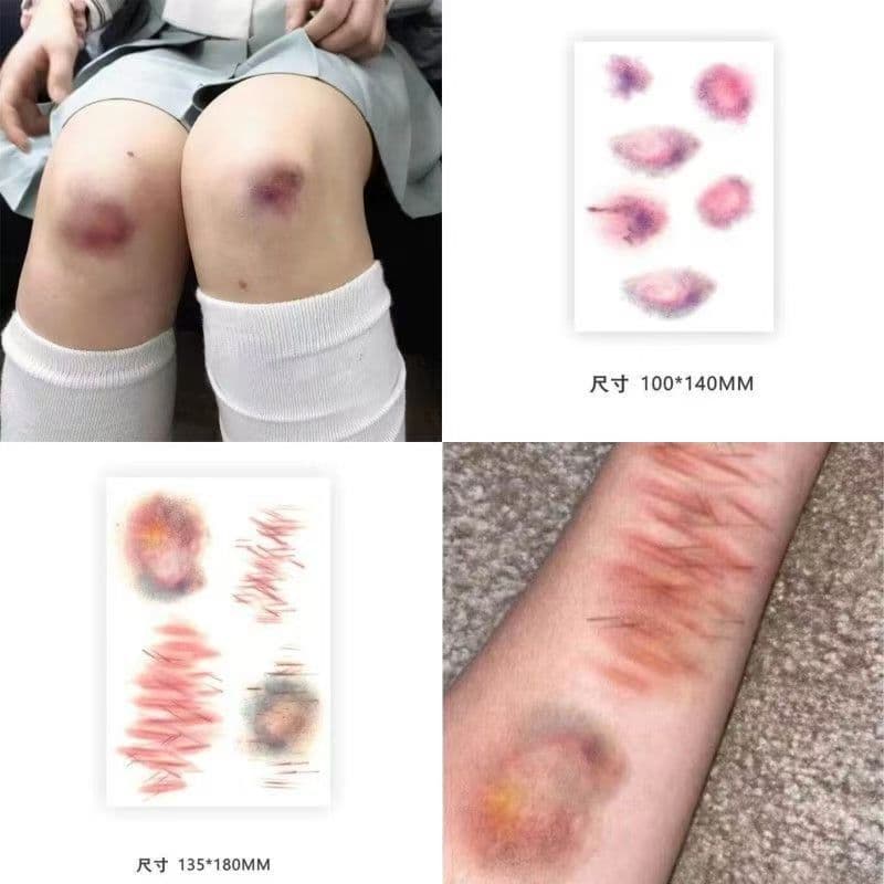 Halloween Party Makeup Tattoo Stickers Realistic Scar Stickers Simulated Bruise Wound Tattoo Stickers