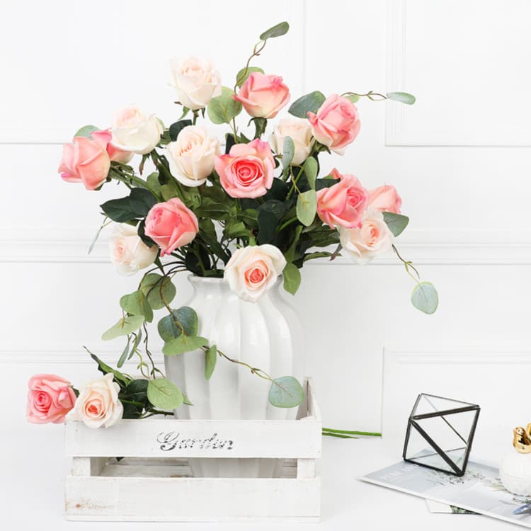 [Best Selling] Qihao Flower Art Simulation Hand-feel Moisturizing Karl Rose fake flowers wedding indoor and outdoor decoration simulation flowers