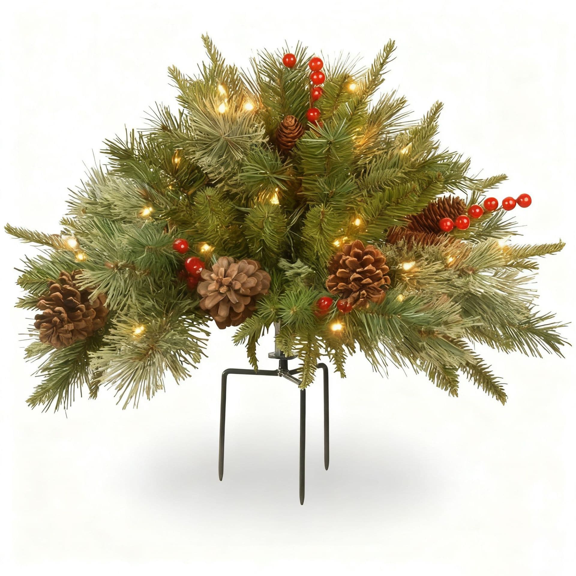 TK Floor Insert Christmas Tree Red Berry Christmas Door Decoration Mushroom Shape Half-round Iron Frame Christmas Tree Atmosphere Decoration
