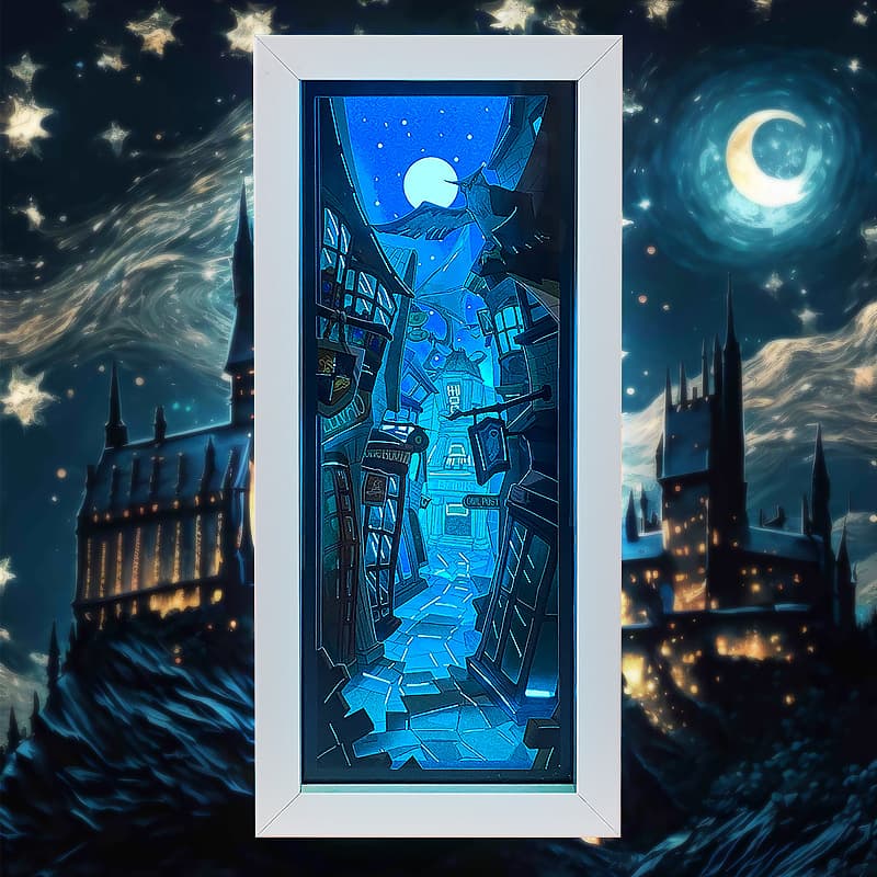 Creative 3D Paper Carving Night Light Customizable USB Plug-In Decorative Accessory Harry Potter Corner Street Style Gift