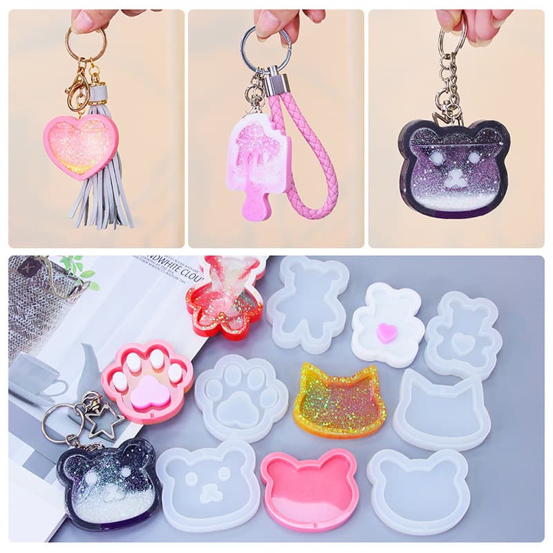DIY Crystal Epoxy Quicksand Silicone Mold Multiple Animal Ocean Series Hanging Keychain Pendant Mold
