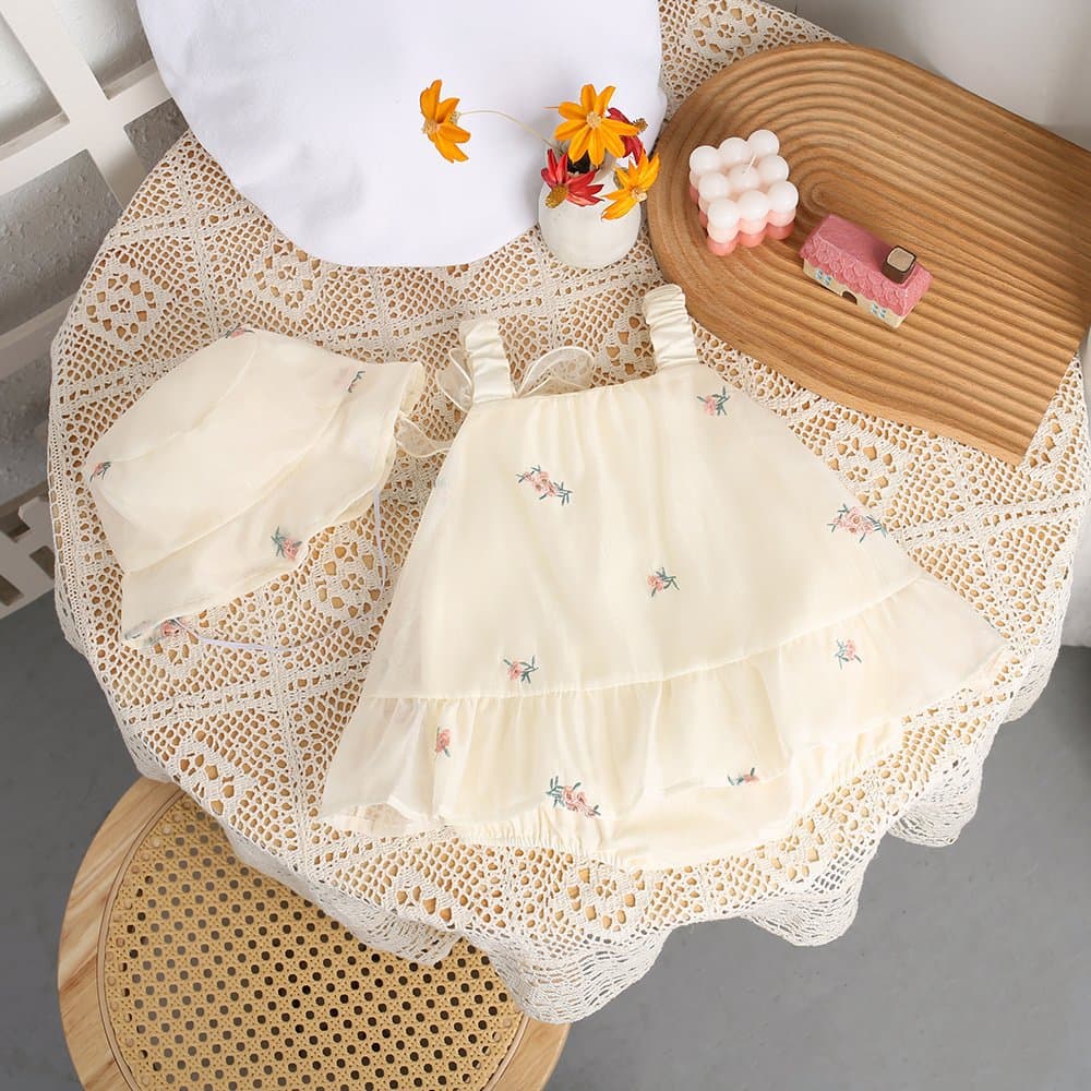 Baby Girl Summer Clothes Thin Short Sleeve Bodysuit Cotton Moon Festival Three Months Old Baby Bottom Covering Skirt Cute Harem Suit