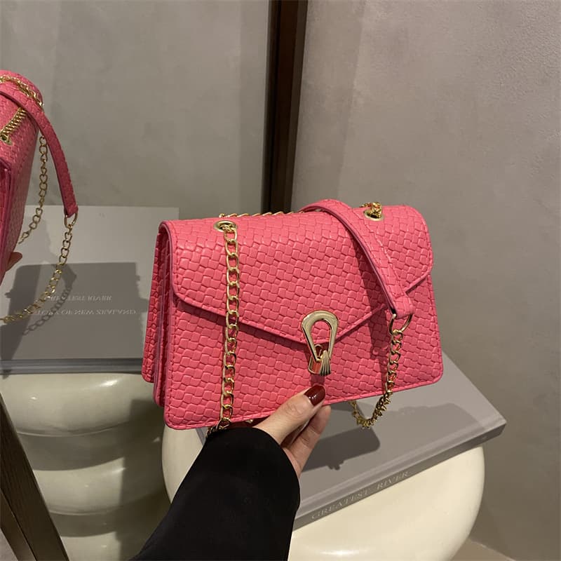 2025 Spring Trendy Woven Chain Women's Bag, Korean Style Shoulder Crossbody Bag, Small Square Bag
