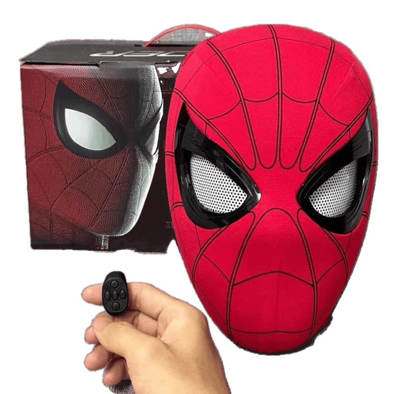 TikTok Viral Spider-Man Headpiece with Movable Eyes, Manual and Electric Blinking Mask, Amazing Hero Expedition Helmet