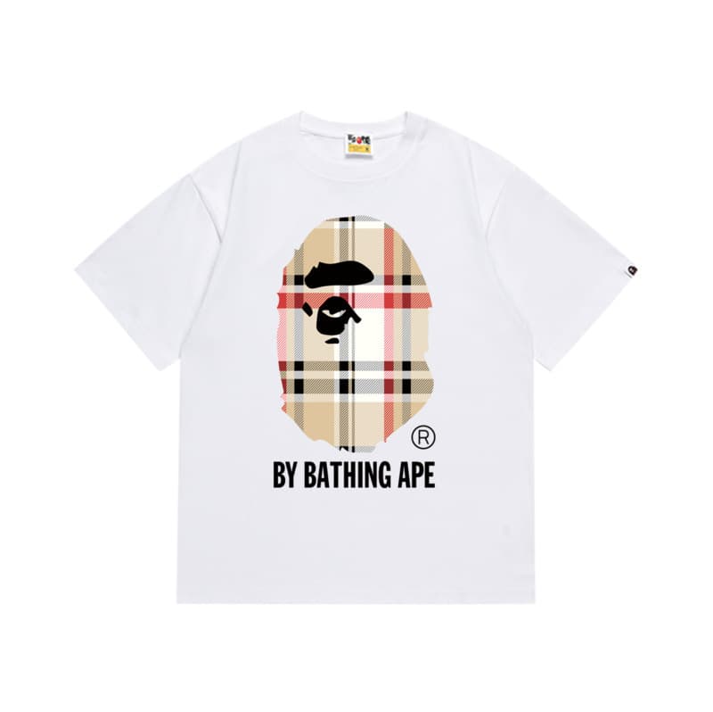 Cross-border 230g wholesale BAPE letter print casual street men's and women's loose oversized T-shirt short sleeve trendy brand