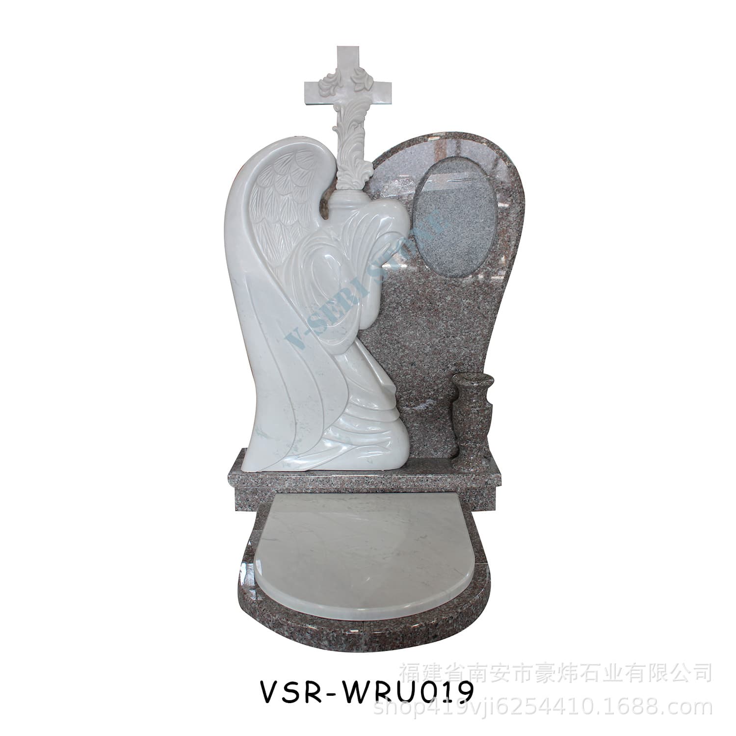 Custom European and American headstones, angel cross engraved headstones, handcrafted granite headstones