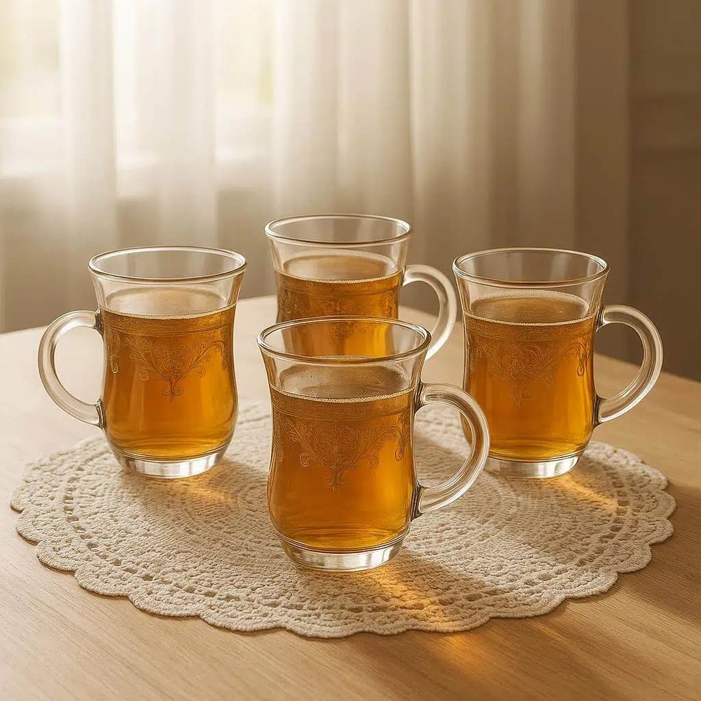 Cross-border Exclusive Hot Stamping Vintage Coffee Cup Middle Eastern Arabic Home Liquor Glass Cup Set Restaurant Printed Glass Cup