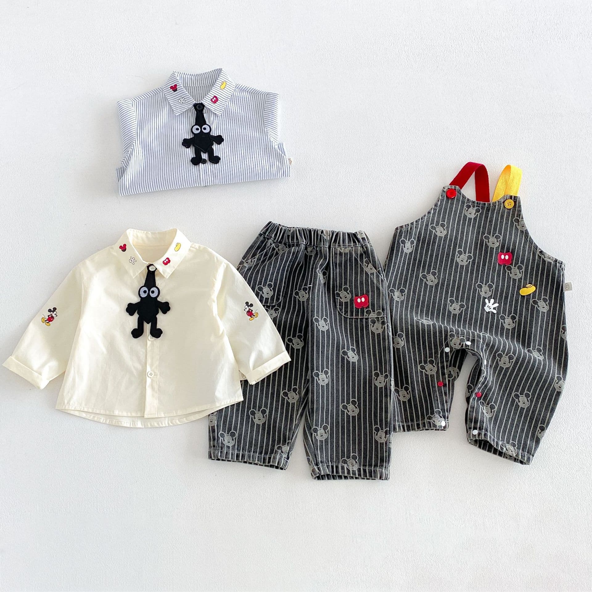 Boys Cartoon Striped Shirt 2026 New Autumn Baby Super Cute Printed Shirt Children's Pants zqy6309
