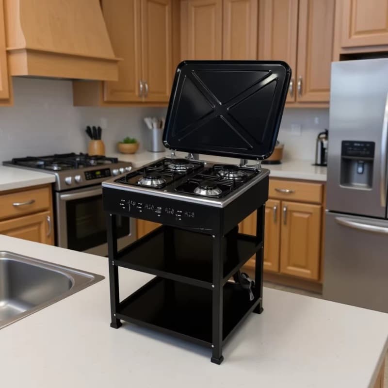 Outdoor Gas Stove for Export, Manual Ignition, Vertical Split Stove, 4-Burner Gas Stove