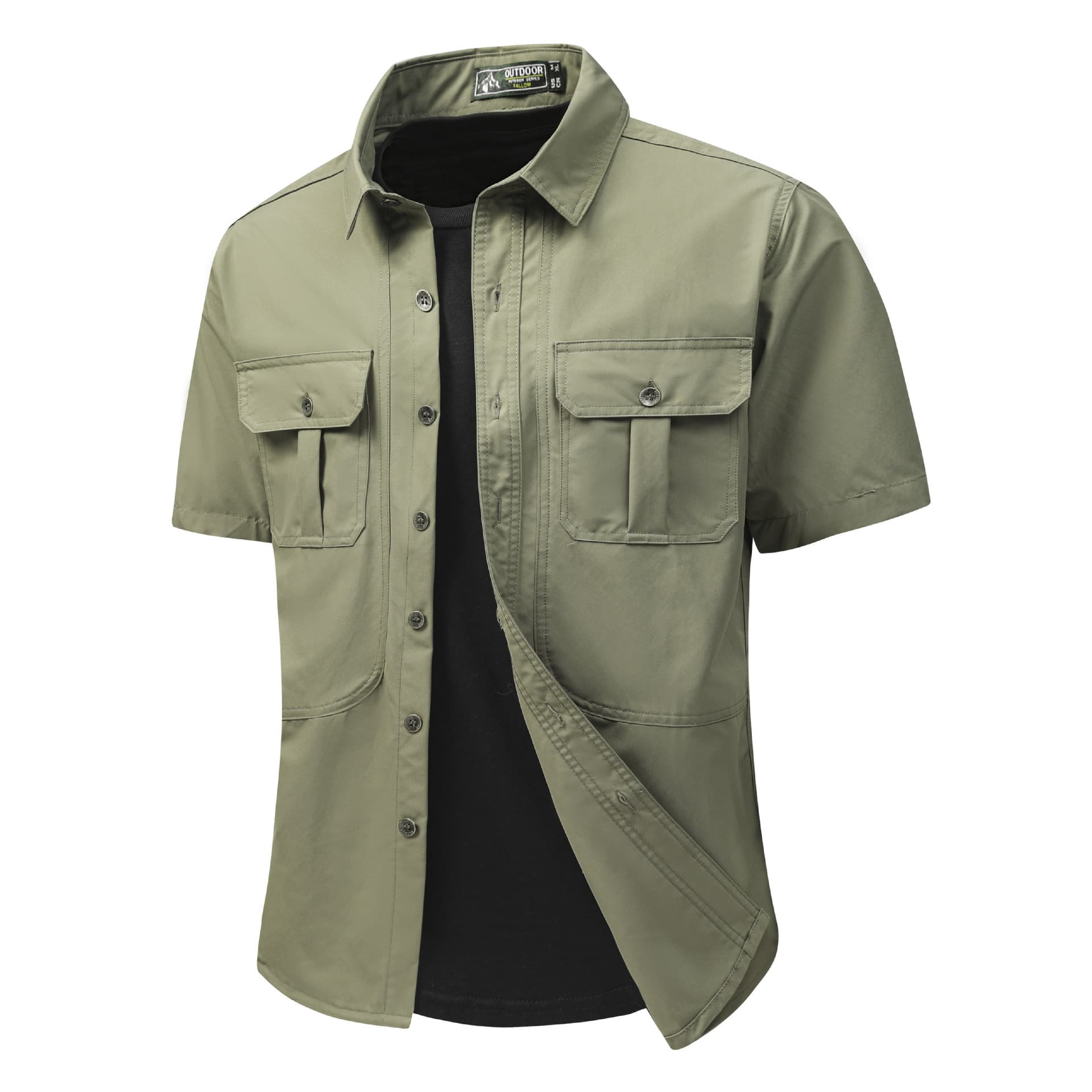 Promotional Cross-Border Short Sleeve Shirt Military Outdoor Shirt TEMU Amazon Breathable Multi-Pocket Shirt