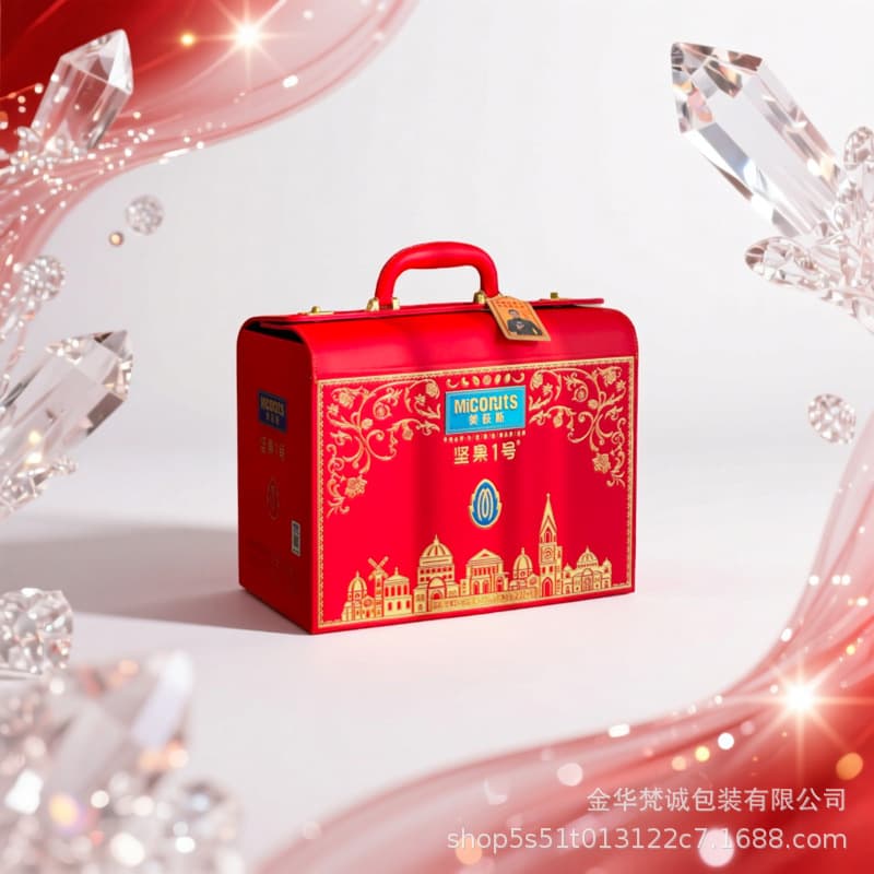Custom Premium Gift Box Leather Case for Nuts and Snacks, Empty Gift Box, Holiday Packaging Box, Leather Box Manufacturer