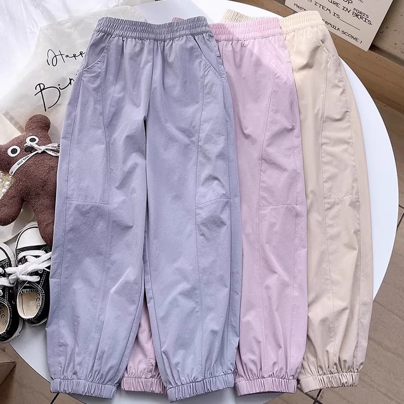 Girls' Ice Silk Anti-mosquito Pants Summer New Quick-Drying Medium and Large Children's Loose Sunscreen Breathable Sports Casual Pants Children's Clothing