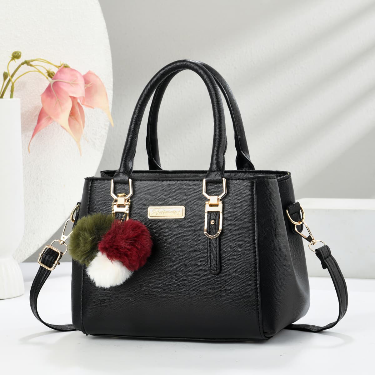 2025 winter new style, high-looking, various fur ball pendants, casual, large-capacity, one-shoulder, cross-body, portable, fashionable