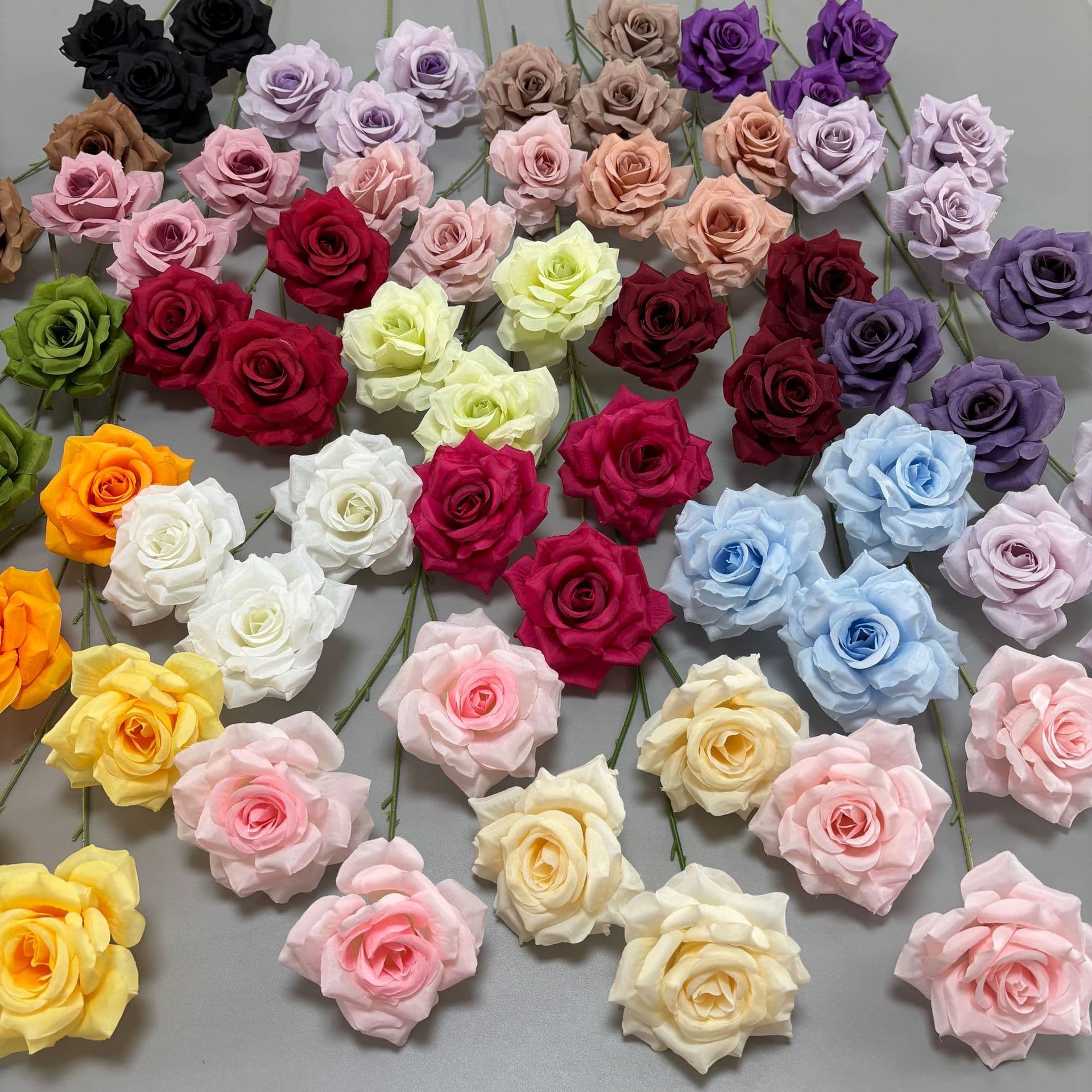3-Head Diamond Rose, Leafless Wedding Floral Material, Ground Arrangement Rose, Waterfall Flower Sea, Flower Wall