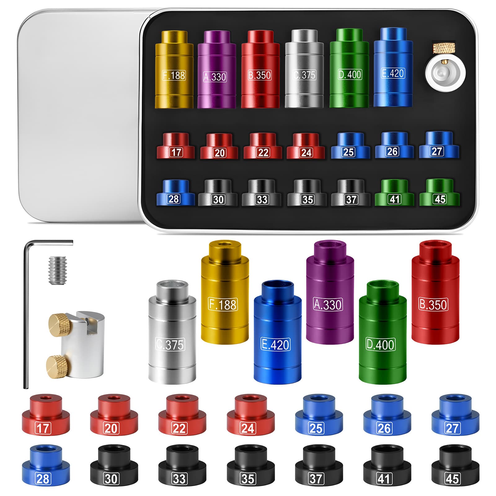 Comparator Set with Top Clearance Gauge, Headspace Measuring Tool with 14 Inserts, Suitable for .17 to .45 Caliber