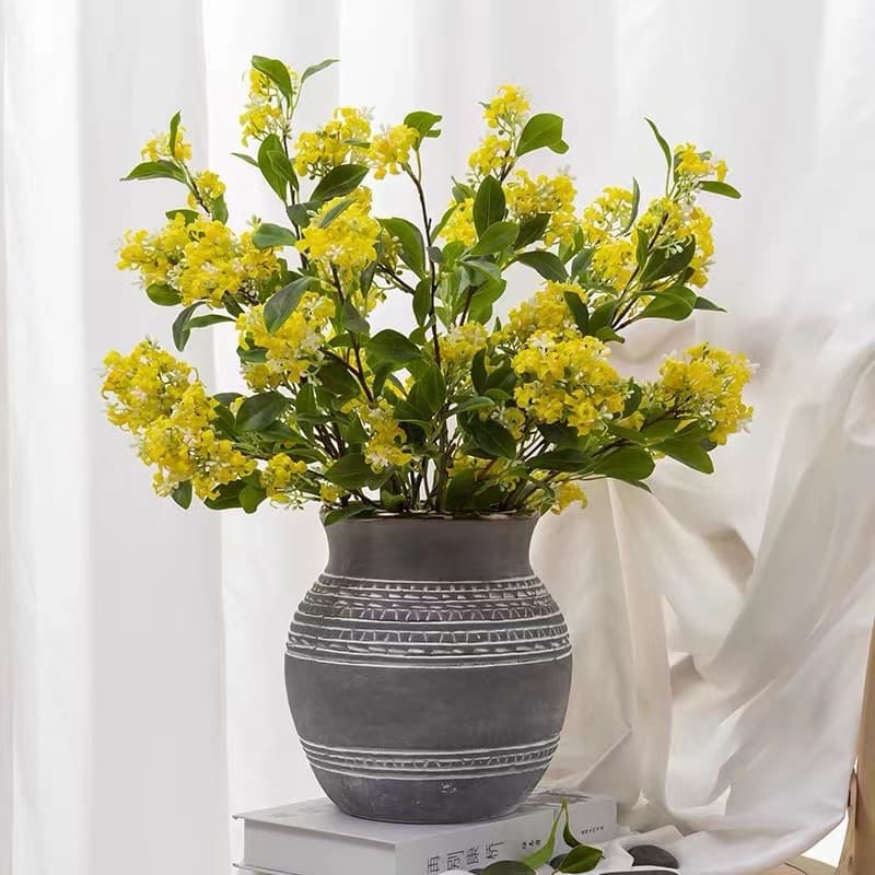 Qianlixiang Artificial Osmanthus Plant Fake Flower Decorative Floral Arrangement Lilac Living Room Table Display