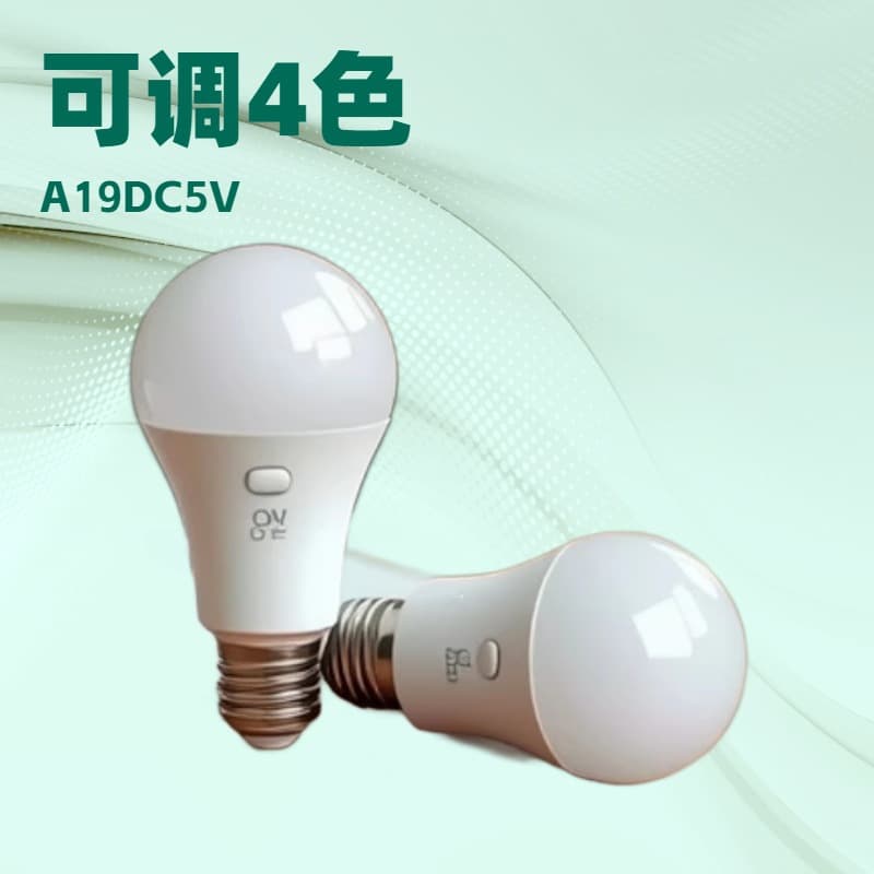 A19 plastic-coated aluminum portable remote control button, 3-color dimming, 4-level brightness adjustment, timer, DC 5V USB charging