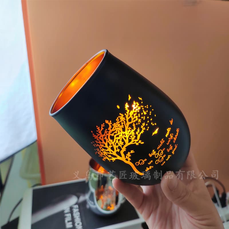 Cross-border Christmas Halloween Candle Cup Glass Candle Holder Lamp Creative Aromatherapy Cup Decoration for Western Restaurant Customizable