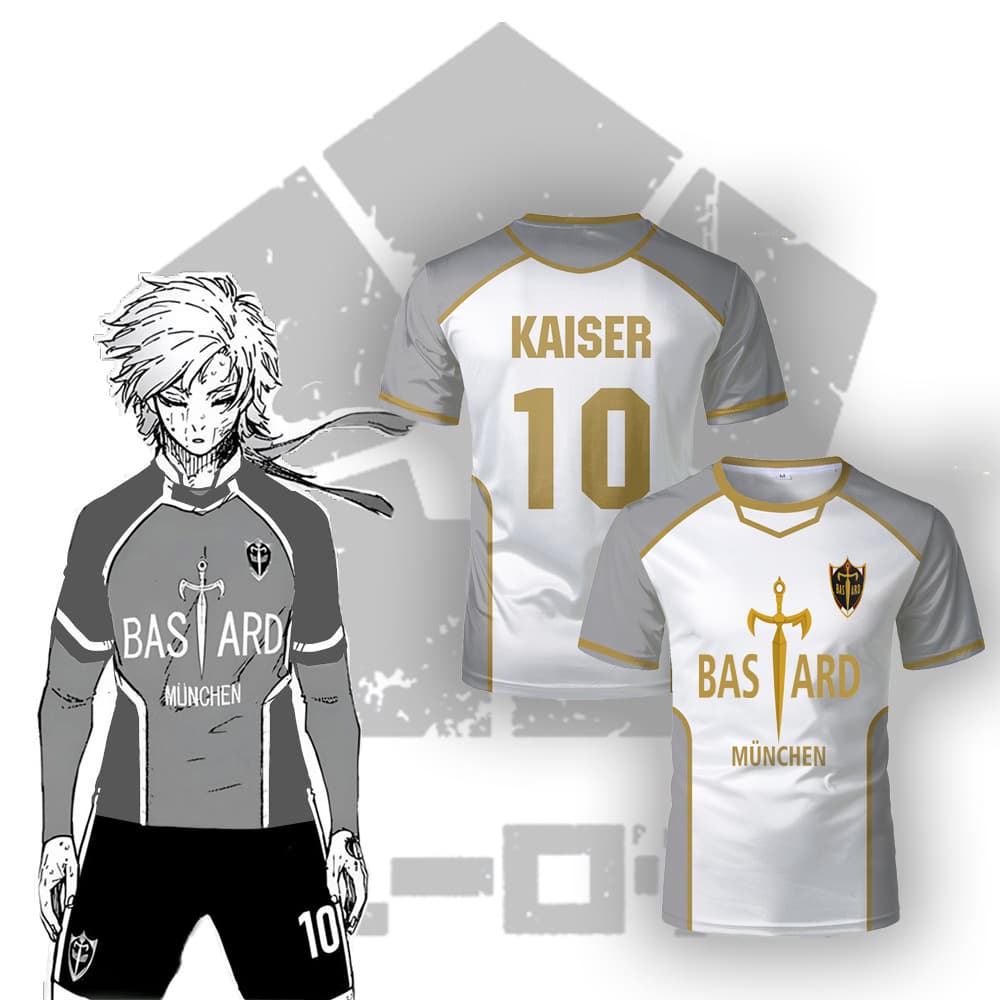 Blue lock anime bastard m<s:1> nchen jersey white Maillot men's football t-shirt Caesar Isagi
