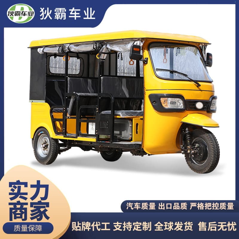 Cross-border Three-wheeled Fuel Motorcycle Four-row Twelve-seat Tuk-tuk Gasoline Electric Three-wheeled Motorcycle