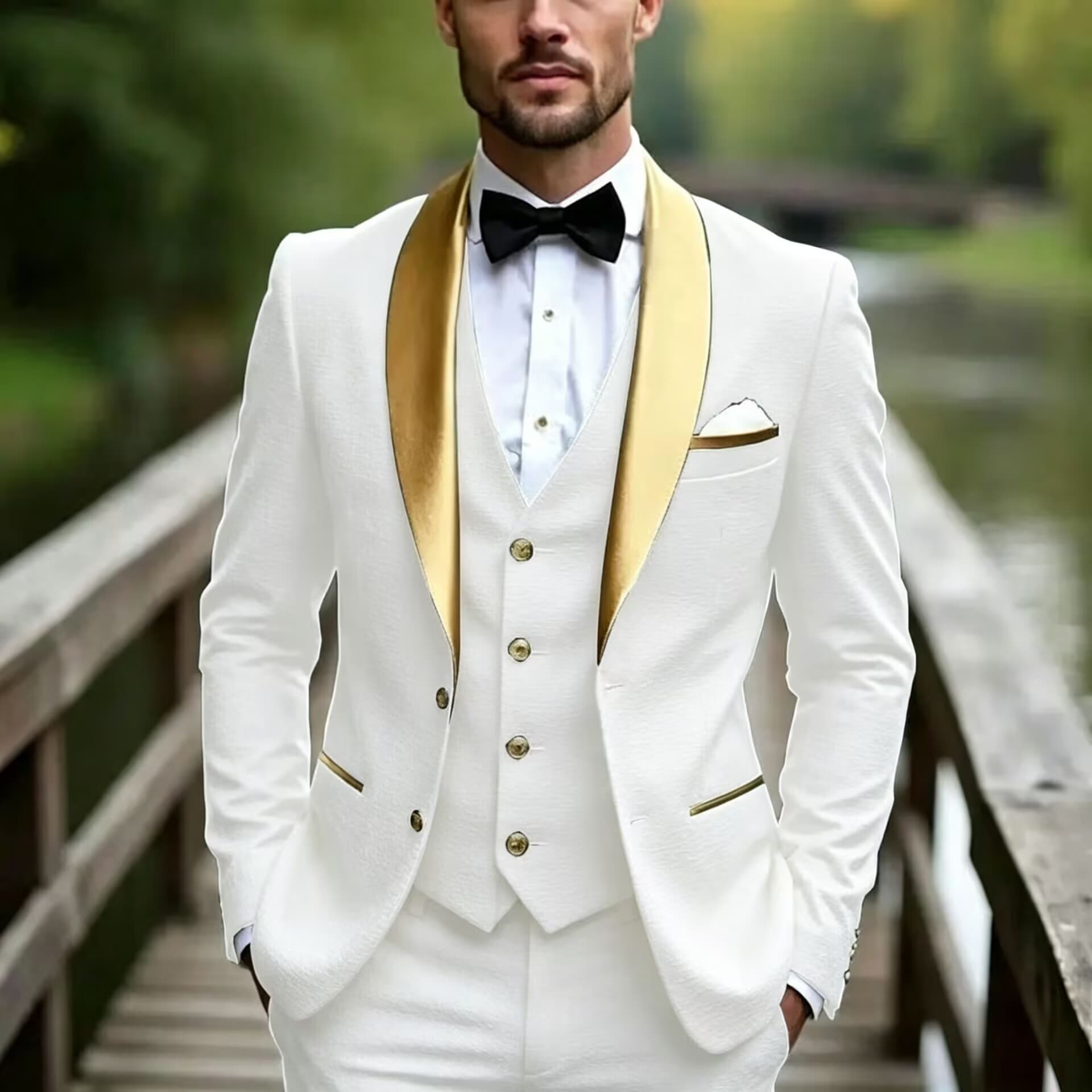 New Amazon Men's Suit Color Block Suit Wedding Groomsmen Prom Business Suit Banquet Evening Three-piece Set