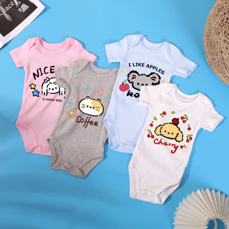 Foreign Trade Wholesale Infant Printed Clothes Summer Short-Sleeved Newborn Onesies Triangle Harness Baby Clothes