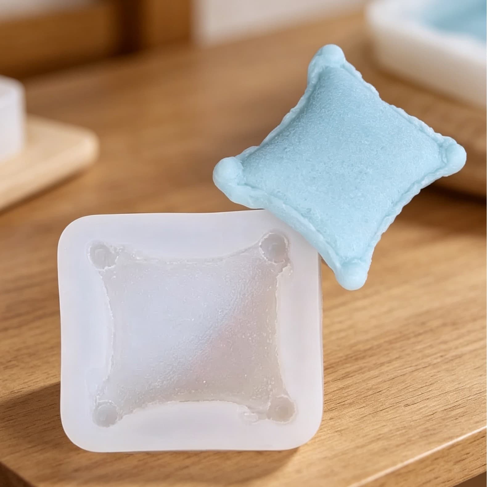 Pillow Cushion Candle Holder Candle Silicone Mold Decoration DIY Handmade Soap Scented Candle Sofa Cushion Baking Tool Cross-Border