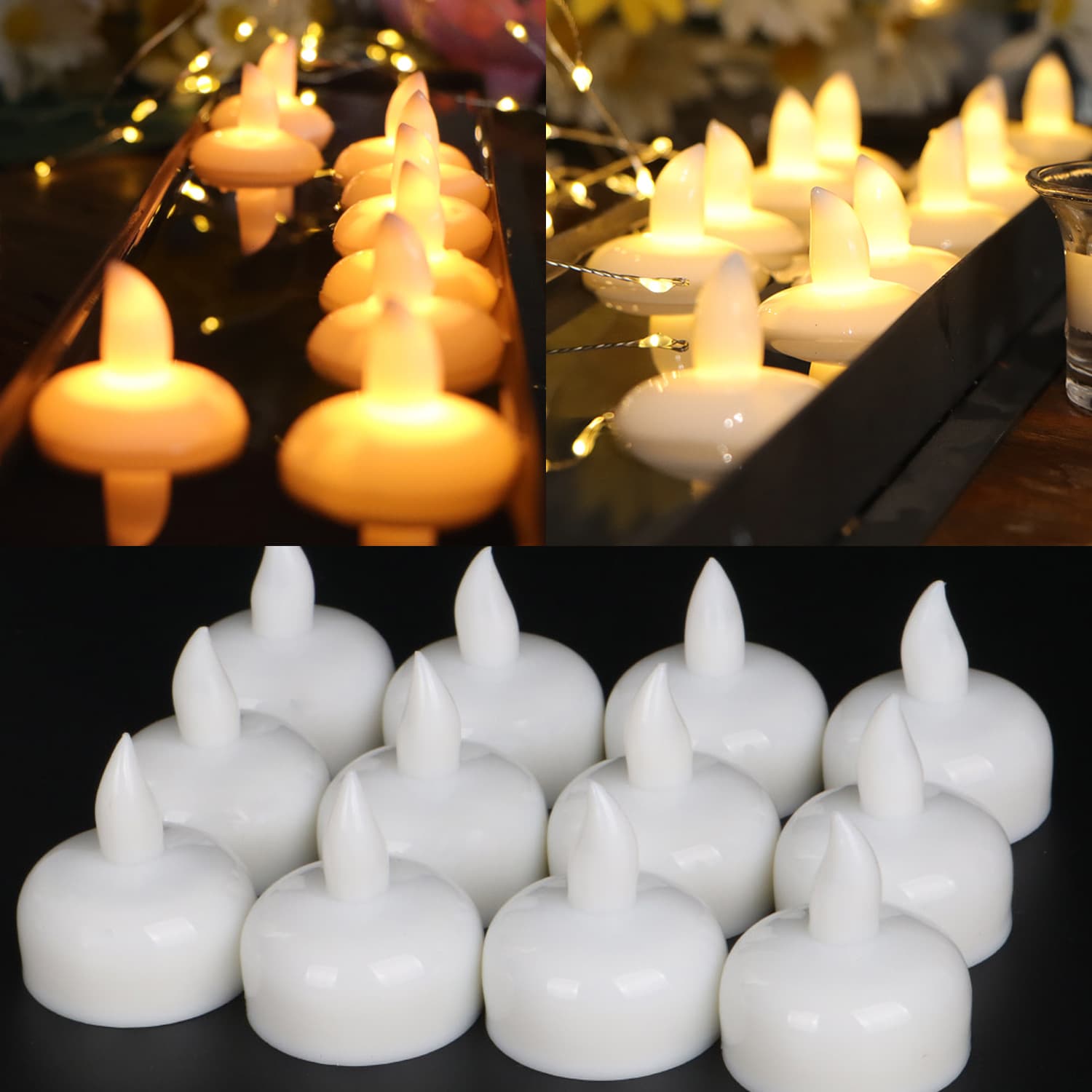 Factory Wholesale LED Floating Electronic Candle Light, Water-Activated Sensor Floating Candle Light, Wedding Water Floating Candle