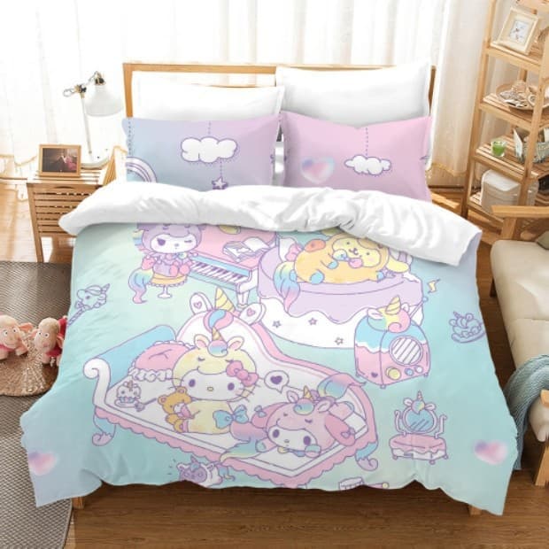 Factory Wholesale Cross-Border Bedding 3-Piece and 4-Piece Sets Custom Brushed Polyester Cartoon Digital Print Bedding Sets