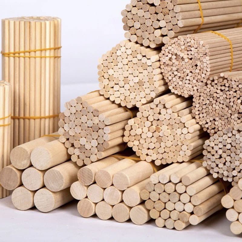 Cross-border Solid Birch Wooden Rods DIY Round Sticks Pre-drilled Craft Sticks Creative Kids Handmade Wood Sticks
