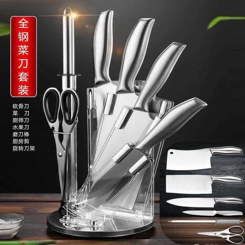 Stainless Steel Kitchen Knife Set Seven Pieces Gift Set with Knife Holder Home Use Utility Modern Simple Style Quality Blades