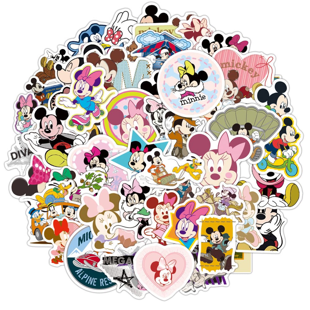 50 Sheets Mickey Mouse Cartoon Cute Kids Stationery Flat Decorative Stickers Wholesale