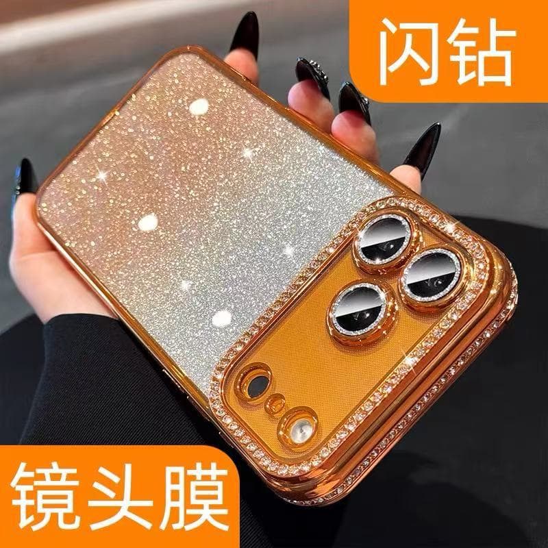 Suitable for iPhone17 rhinestone mobile phone case glitter gradient Apple 16proMax all-inclusive anti-fall 15 protective cover 14