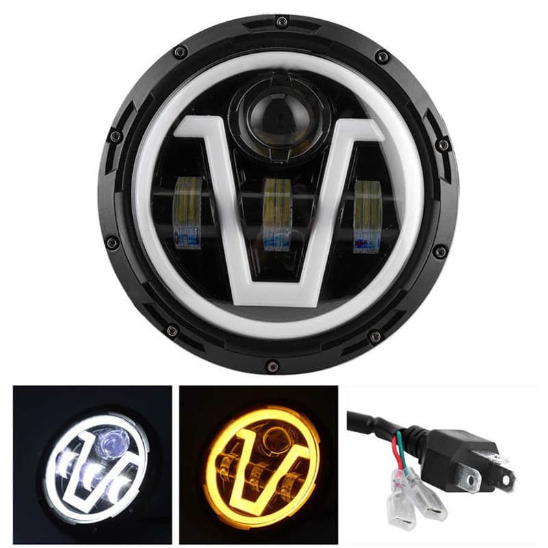 Cross-border Compatible Harley Davidson Wrangler 7-inch LED Headlight Motorcycle Modification Light Housing Integrated Kit