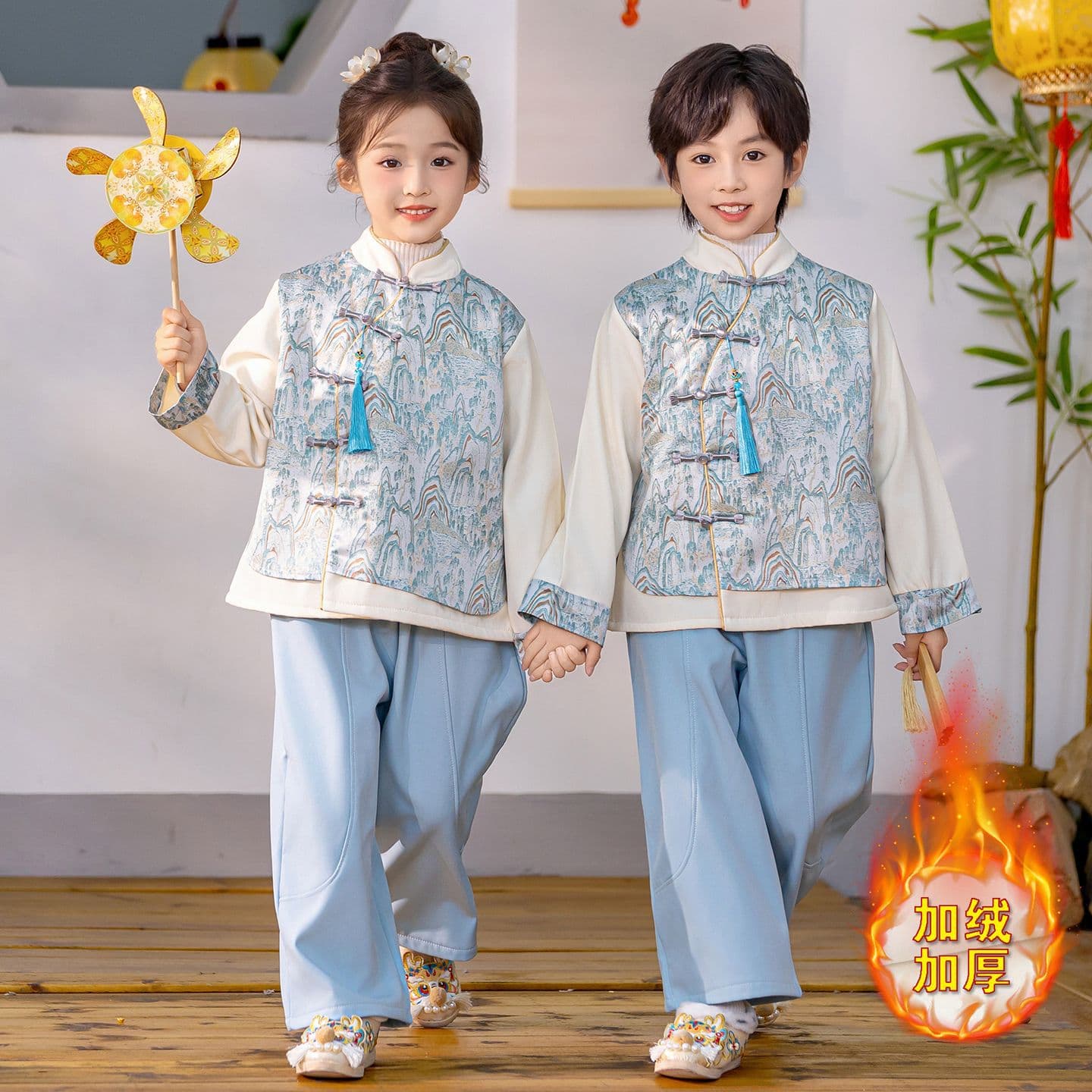 Hanfu Boys Girls New Chinese Style Hanfu Set New Children National Style Tang Suit Young Master Long Sleeve Performance Costume