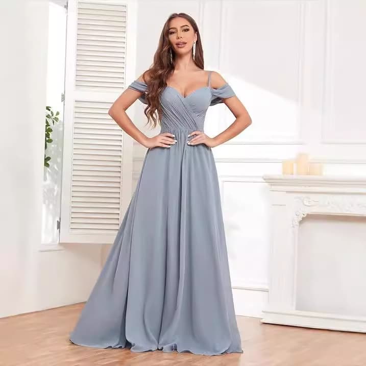 European and American Sexy One-Shoulder Evening Dress Lace Mermaid Long Gown Goddess-Level Chiffon Bridesmaid Slim Fit Floor-Length