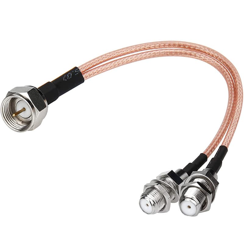 F-type splitter coaxial RF cable F male to dual F female UK standard for TV set-top box splitter cable