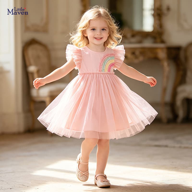 Little maven new girls dress summer mesh baby skirt European and American cute children's princess dress